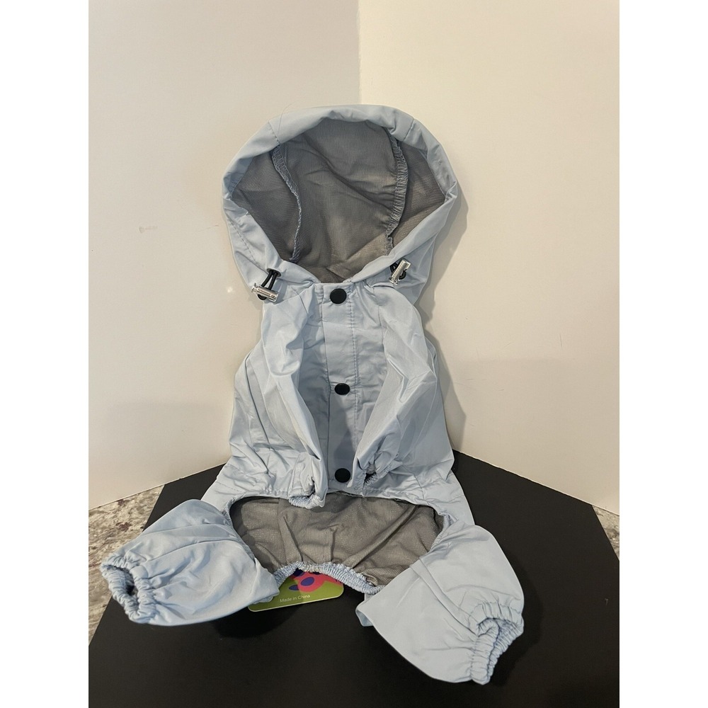 NWT Cheerhunting Reflective Dog Raincoat With Hood Size Small Light Blue